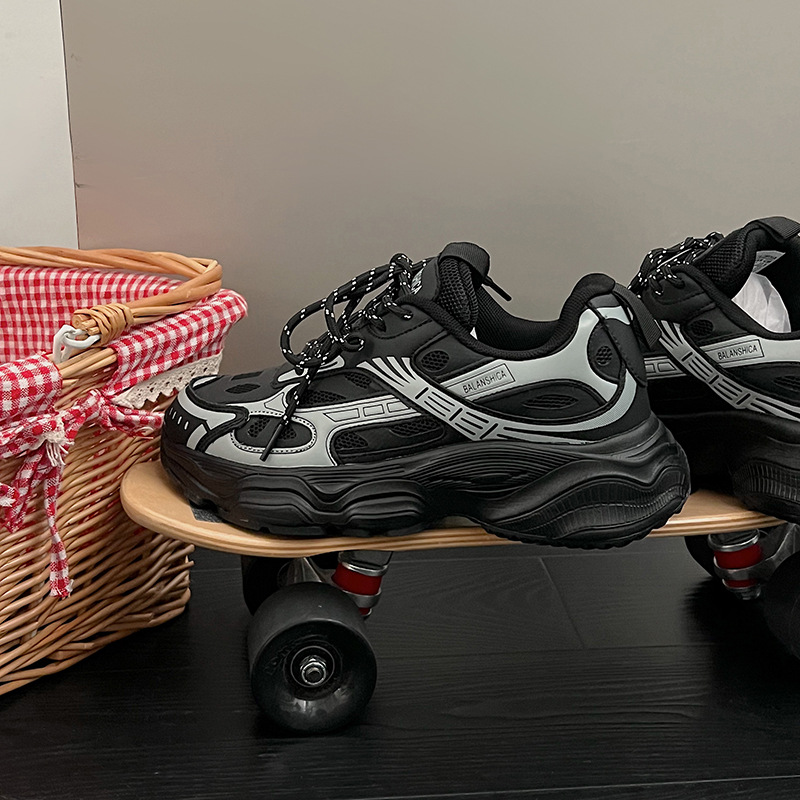 Designer Shoes Men's Chunky Dad Shoes 2025 new Spring New Style Black Warrior INS Internet Celebrity Little Black Shoes Men's Fashion Sports