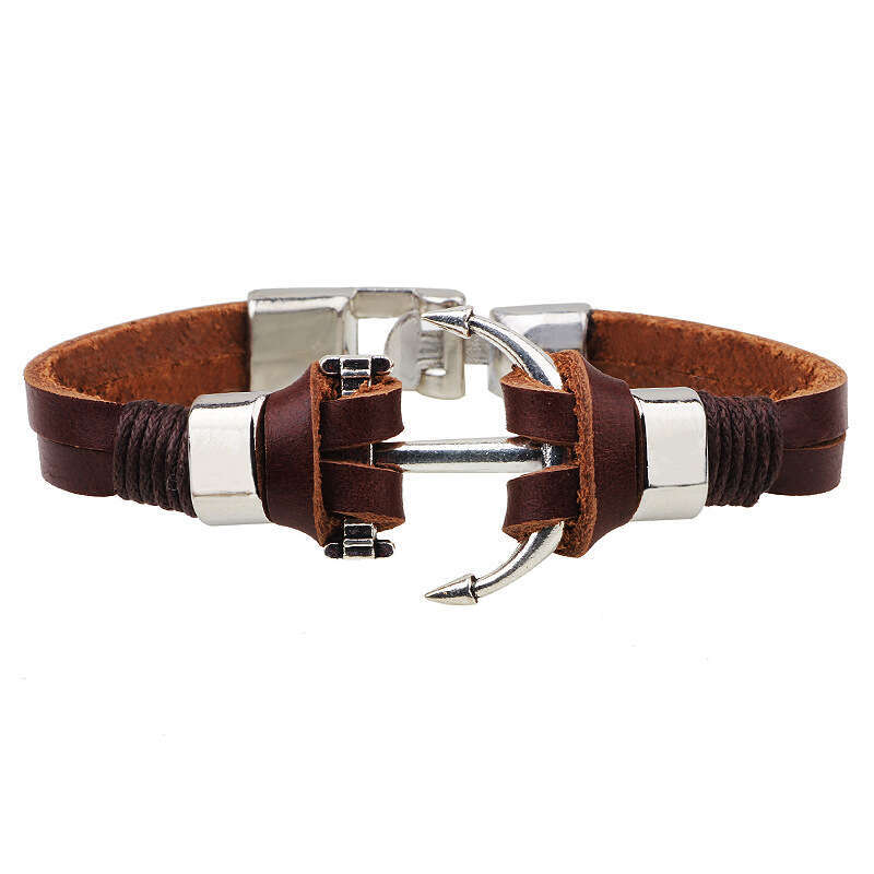 Personalized Anchor Metal Accessories Rudder Buckle Cowhide Bracelet