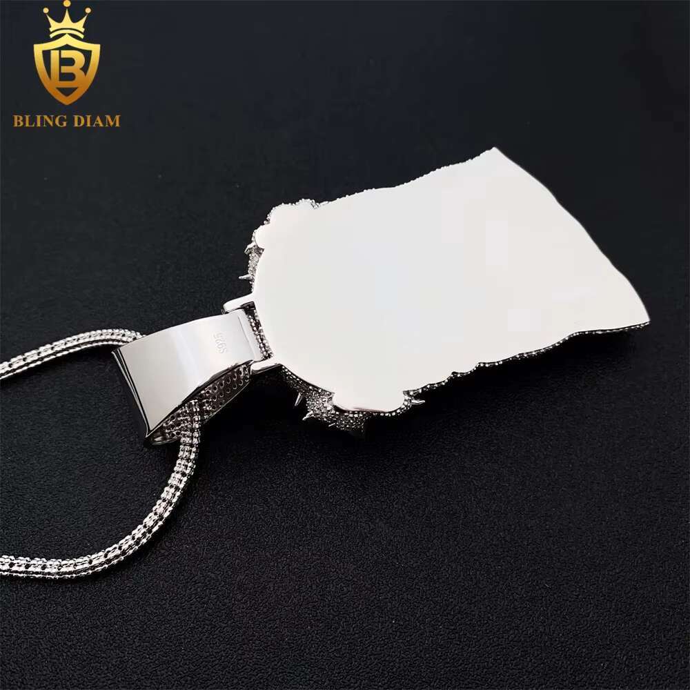 Gra Certificate Luxury Jewelry Jesus Head Blue Green Vvs Moissanite Iced Out Diamond Pendant 925 Sterling Silver