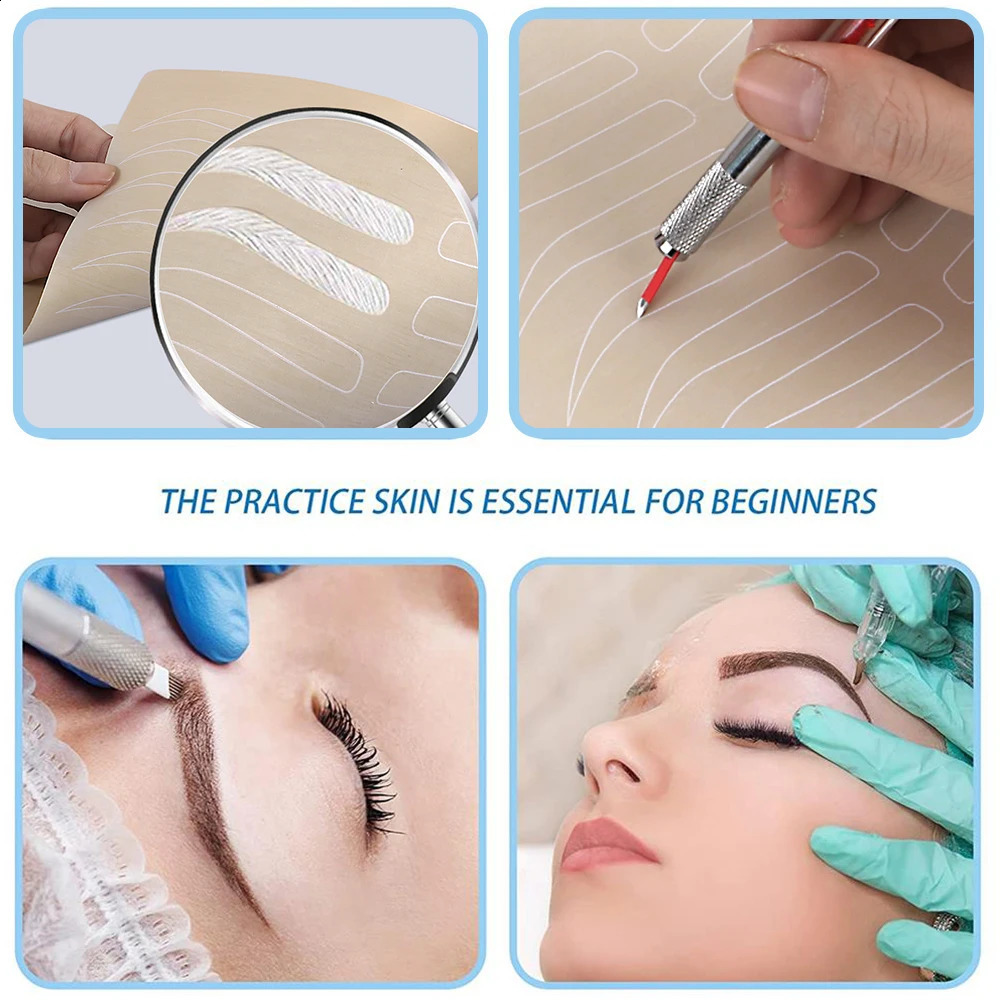 10pcs Microblading Eyebrow Practice Skin Silicone Tattoo Accessories Rubber Novice Make Up Trainning Fake Skin Beginner 250422