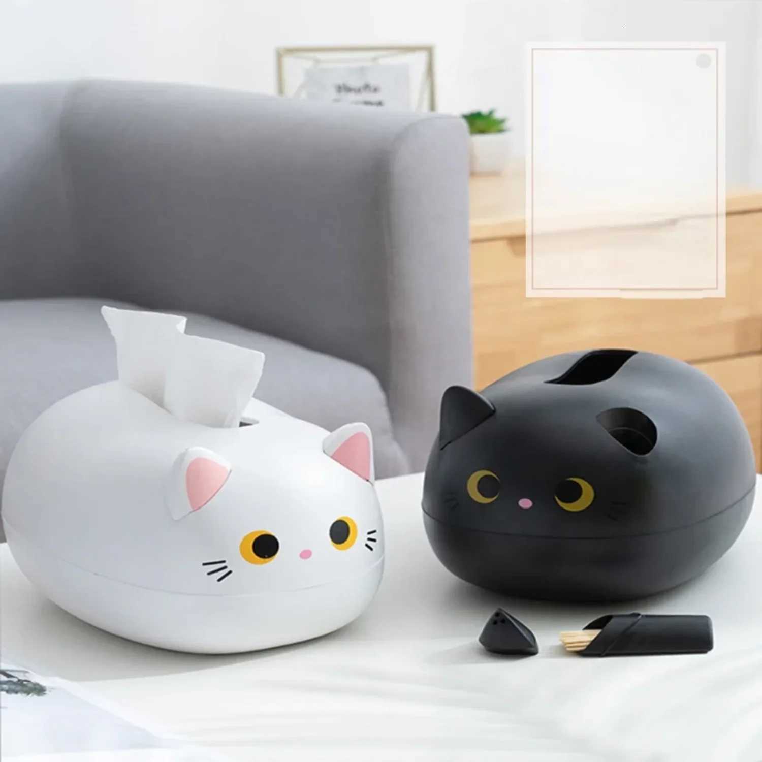 Kawaii Cat Tissue Box Napkin Box Wc Paper Container Desktop Toilet Paper Holder Nordic Style DecorationM251124