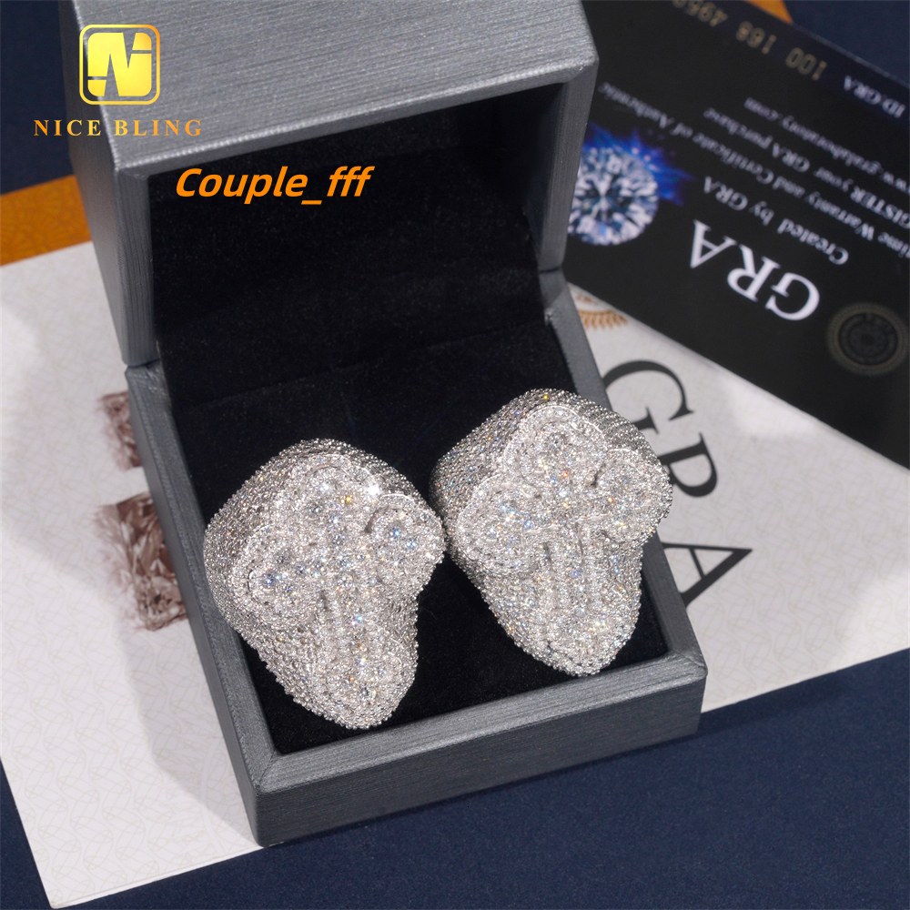New Arrival Hip Hop Moissanite Jewelry Fashion 925 Silver Diamond Ring Men Iced Out Cross Moissanite Engagement Ring