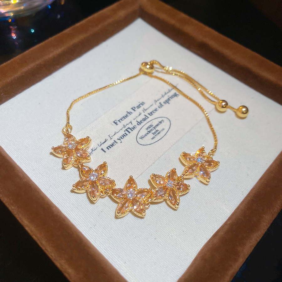 Super Shiny Zircon Flower Light Luxury High-end Feel Bracelet Korean Style Exquisite Fashion Simple Versatile Jewelry for Women Wholesale - view 7