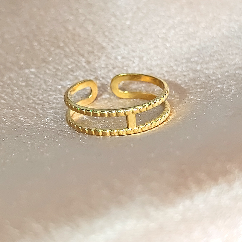 Top source titanium women's non fading open tail ring, stainless steel simple and cool style ring