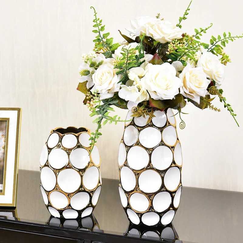 Modern light luxury vase living room flower arrangement European creative ceramic dried flower decoration simulation floral C251124