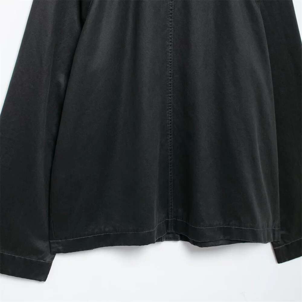 Designer Clothes Pb&Za Autumn/Winter New Product Fashion Casual Women's Corduroy Collar Coat Loose Single Breasted Top