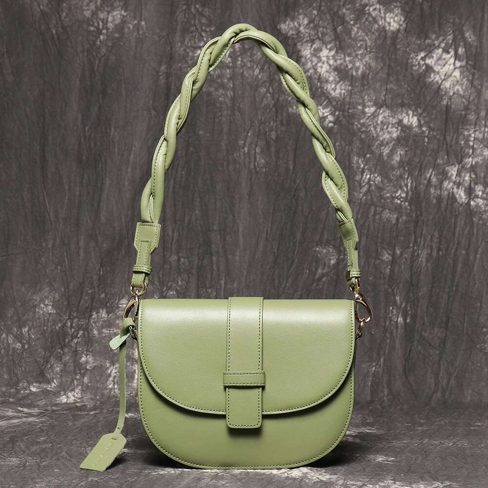 LUOKIR New Women's Genuine Leather Shoulder Crossbody Fashionable Versatile Envelope Half-Moon Shell Phone Bag