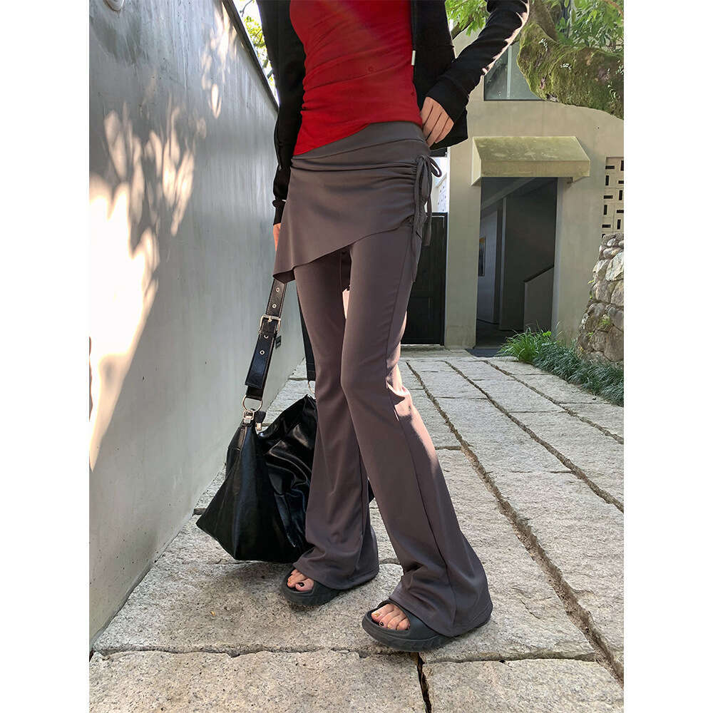 Yuyi New Style 2025 Spring American Luxury Fake Two Piece Skirt Versatile Micro La Casual Pants Women's M 11267