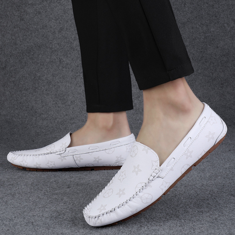 Free shipping men's fashion printed leather loafers multi pattern non slip comfortable breathable versatile daily wear casual driving shoes for o - view 4