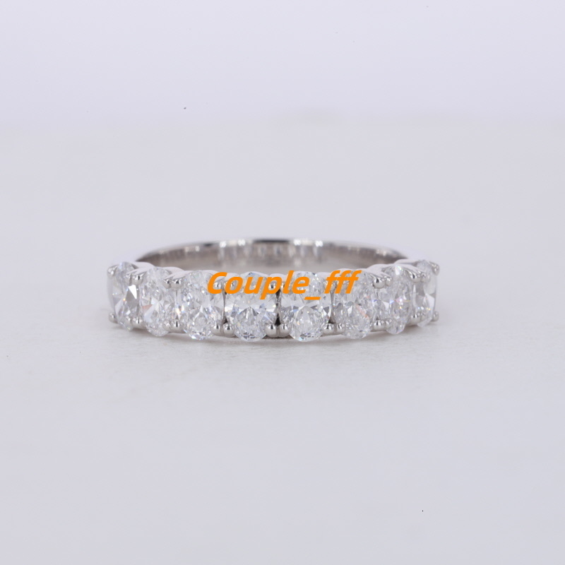 DEF VS 3*5mm Oval Cut Lab Diamonds 14k White Gold Half Eternity Diamond Jewelry Rings
