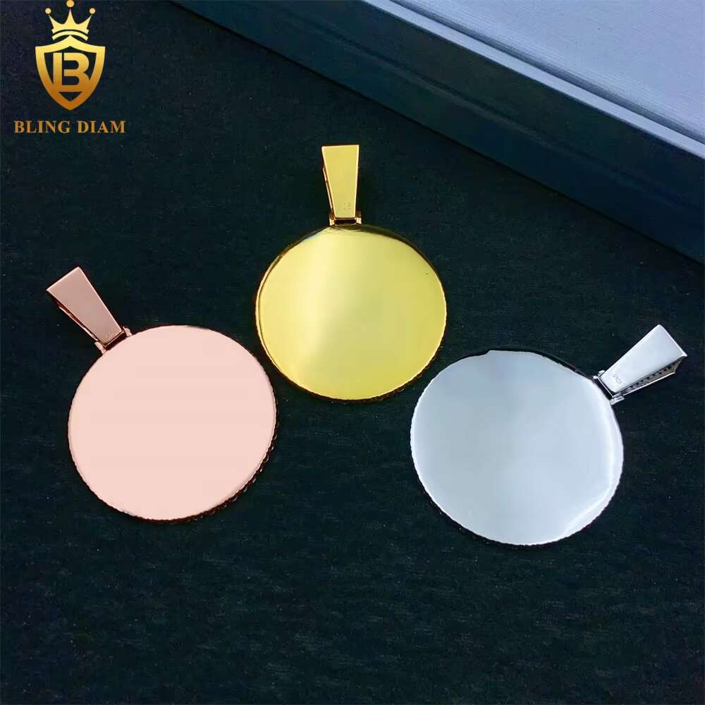Fine Jewelry Custom Picture Circle Pendant Memory Necklace Vvs Moissanite 925 Sterling Silver Gra Certificate