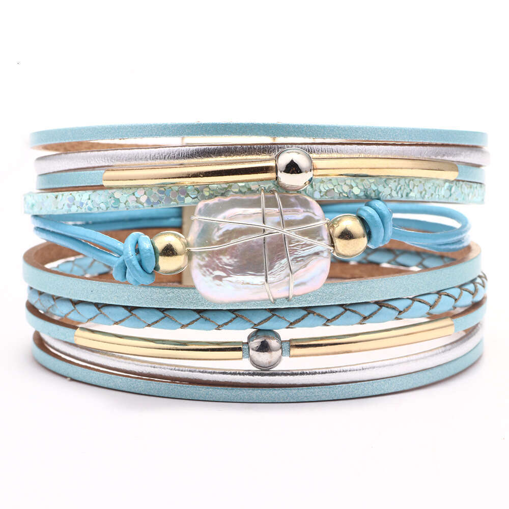 Bohemian ethnic style women's multi-layer pearl stone temperament bracelet, fashionable accessory