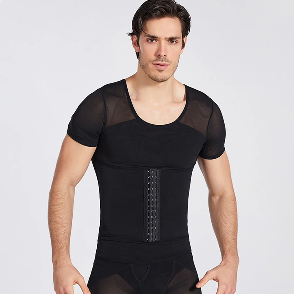 Men Shapewear T-Shirt Tummy Cotrol Tight Slimming Body Shaper Shirt for Abdomen Control 250424