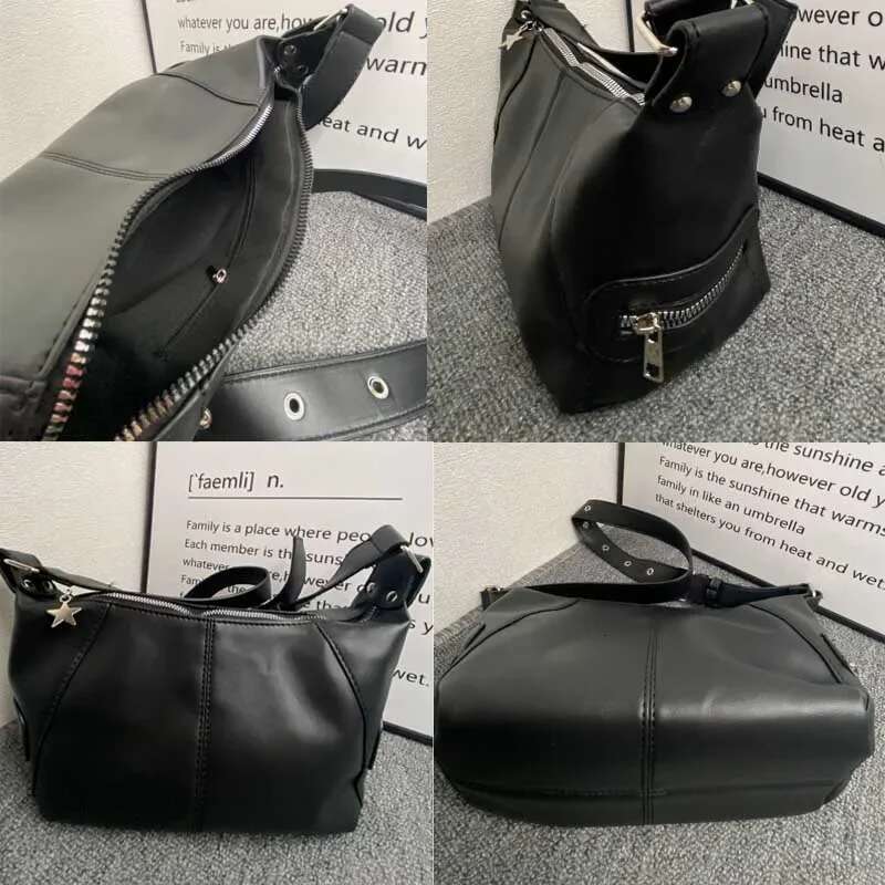 Y2k Korean Gothic Star Girl Black Handbag Haruku Aesthetic Vintage Shoulder Crossbody Bag Trendy Women Messenger Tote Bags