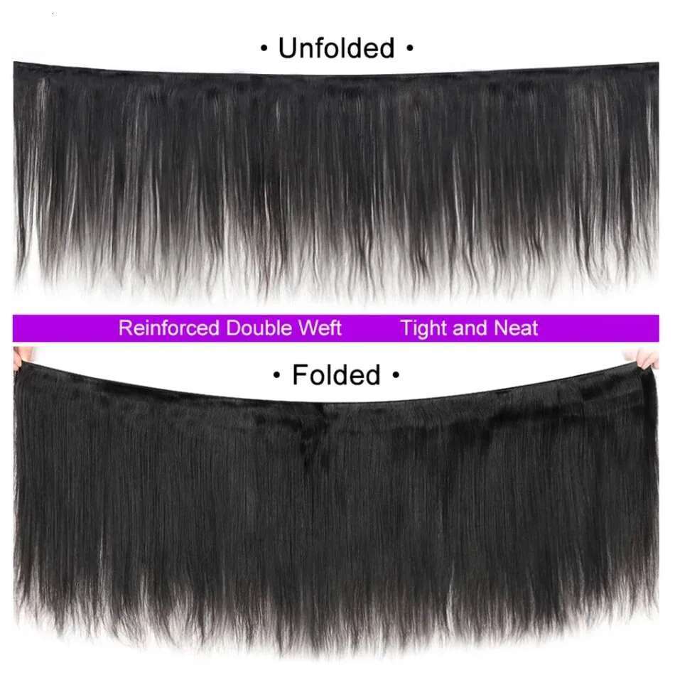 Bone Straight Human Frontal 30 32 Inch Virgin Weave Bundles With Closure Remy Hair Extensions