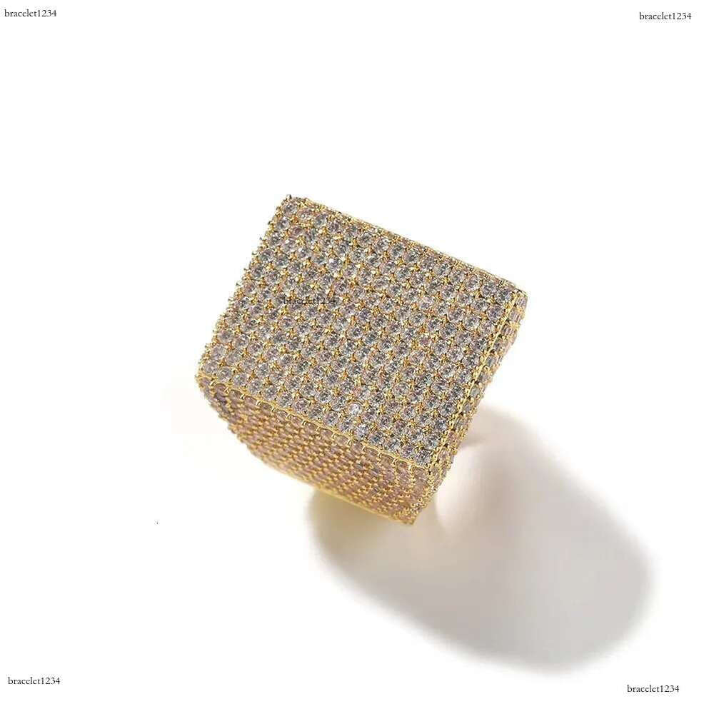 Fine Jewelry Iced Out Hip Hop Cuban k Ring Gold Plated Sterg Sier VVS Moissanite Dia