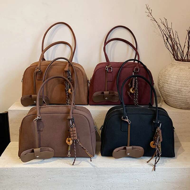 Designer Bag Big Size Women Bowling Bags Suede Pure Color Large Capacity Shoulder Crossbody Bag With Long Strap 2025 Designer Handbags