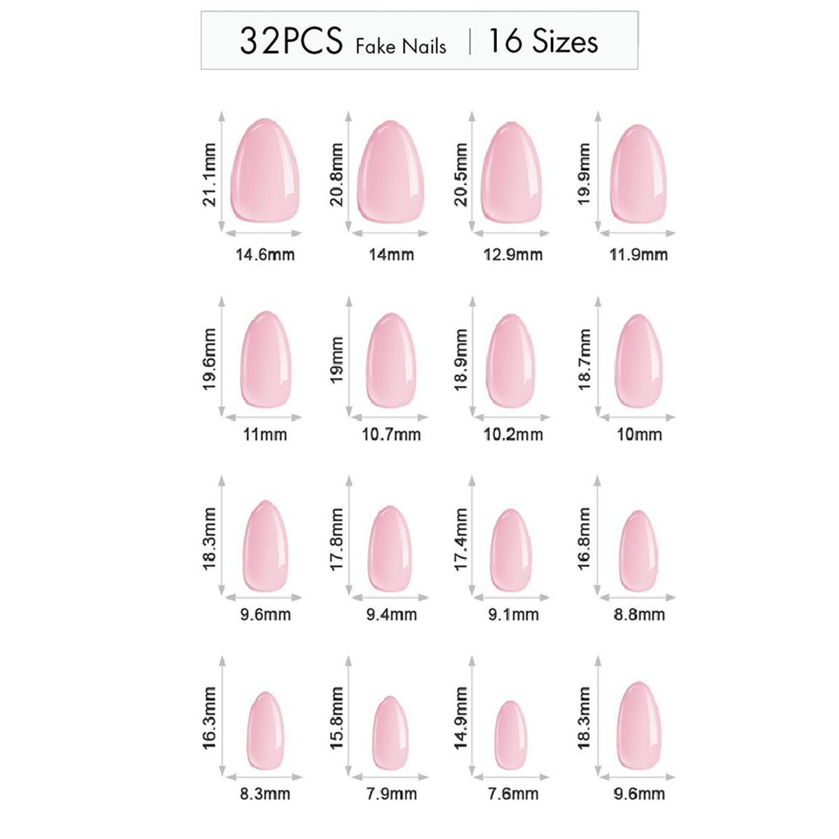 32 pieces press-on nails, gel acrylic almond shape, black and white French polka dot combination, suitable for girls and ladies gifts, Valentine'