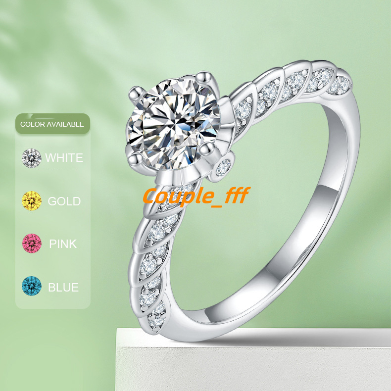 Mothers Day Gift 4 Color for Choose Fine Jewelry 1ct Moissanite Diamond S925 Sterling Silver Ring Woman Engagement Ring