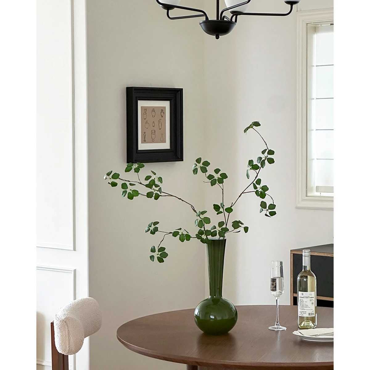 Elegant Green Simple Glass Vases Light Luxury Daily Desktop Decorative Daily Office Household Large Capacity Vases C251124