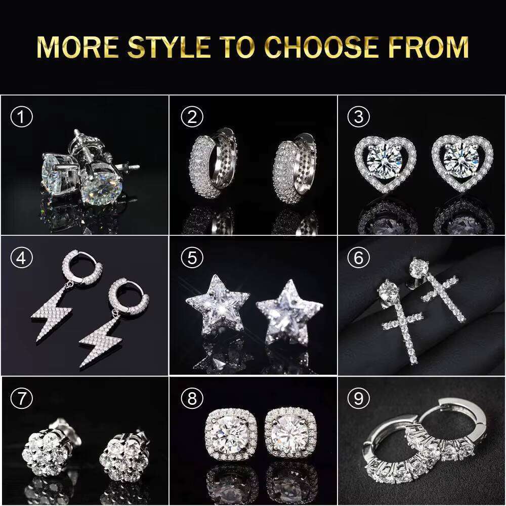 High Quality Hip Hop 3-8mm VVS GRA Certificated Luxury Screw Back Moissanite Earrings