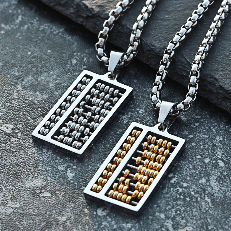 New product: Abacus necklace that can be adjusted for both men's women's hip-hop, titanium steel ethnic style pendant, and jewelry