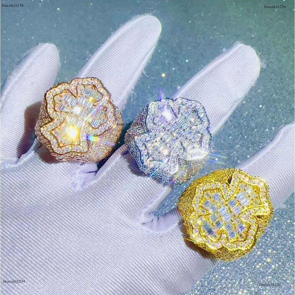 Band Rings Zuanfa Moissanite Jewelry Hip Hop Cross Baguette Vvs Dia Ring 2024 designer ring for women engagement High quality Fashion
