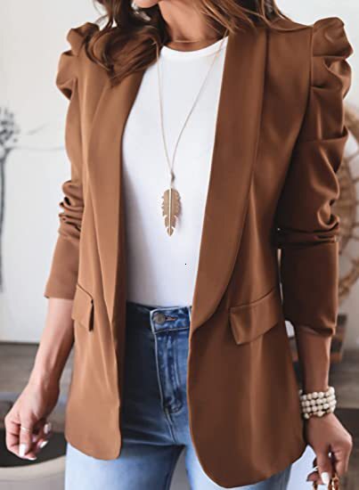 Autumn and winter 2022 new solid color long sleeve lapel suit small coat for women