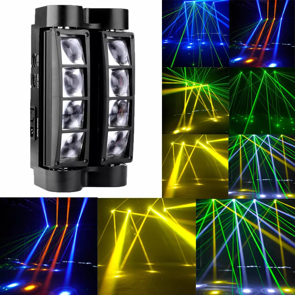 80W 8 LEDs Spider Moving Head Stage Lighting Beam DMX Disco Party DJ Light RGBW