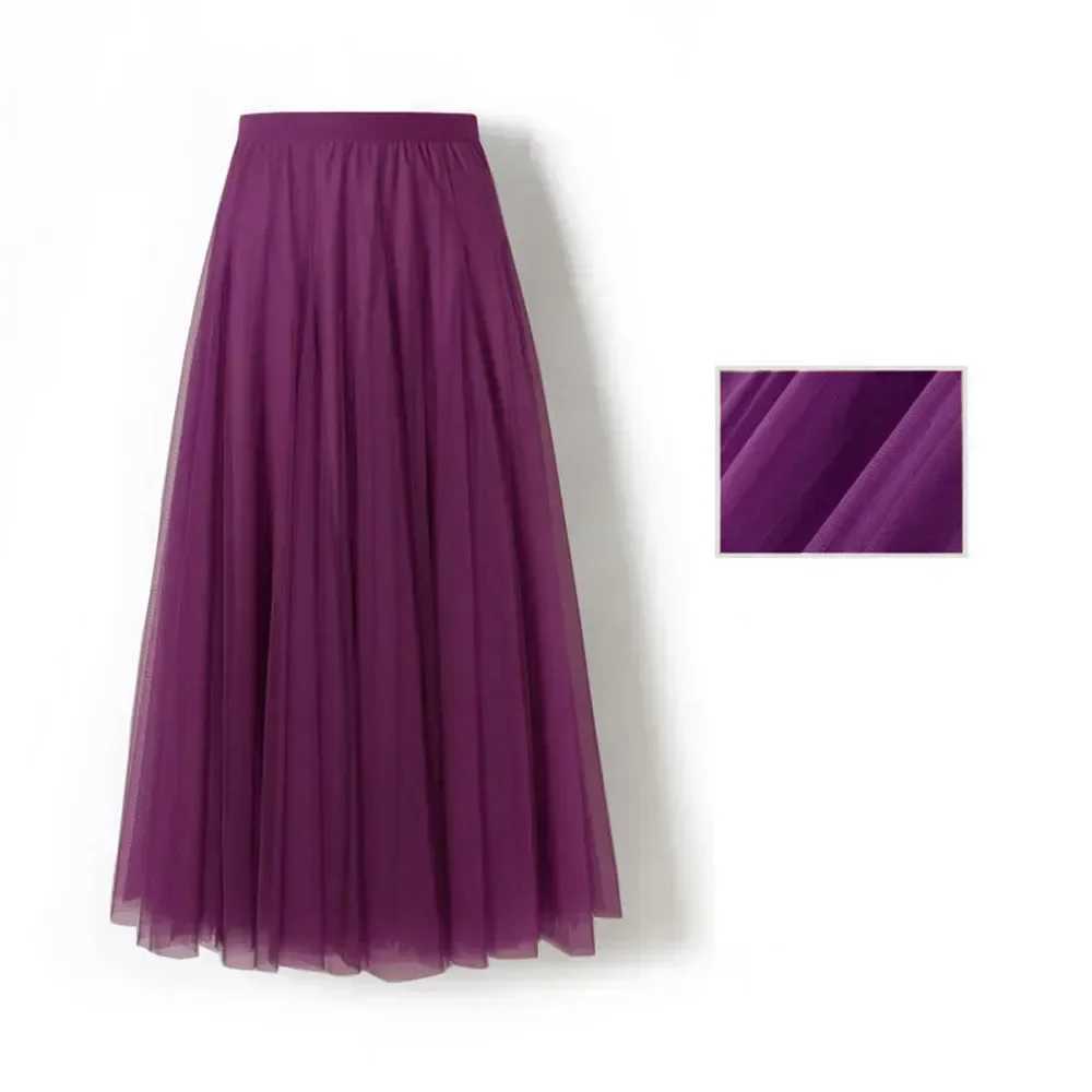 Hot womens mesh elastic Tutu skiing beach spring summer Korean high waist fashionable pleated long leather black and white chiffon skiing M250424