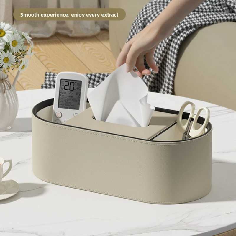 Luxurious Creative Leather Tissue Box High-end Oval Tissue Box Living Room Bedroom Desktop Napkin StorageM251124