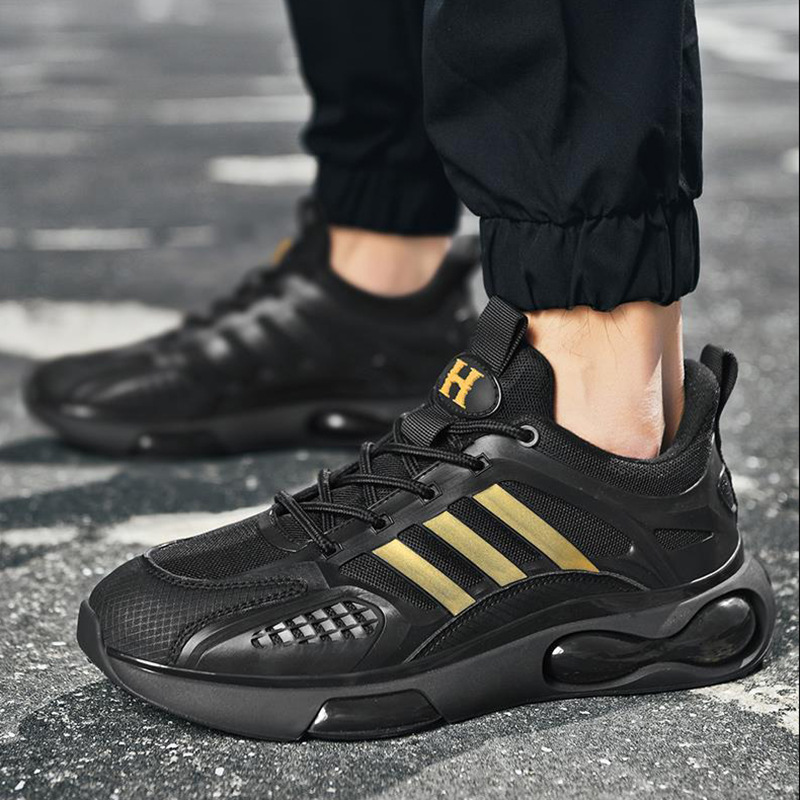 Free Shipping 2025 Spring Summer New Trend Men Shoes Casual Running Sneakers Black White Gold Height Increasing Thick Sole Casual and versatile
