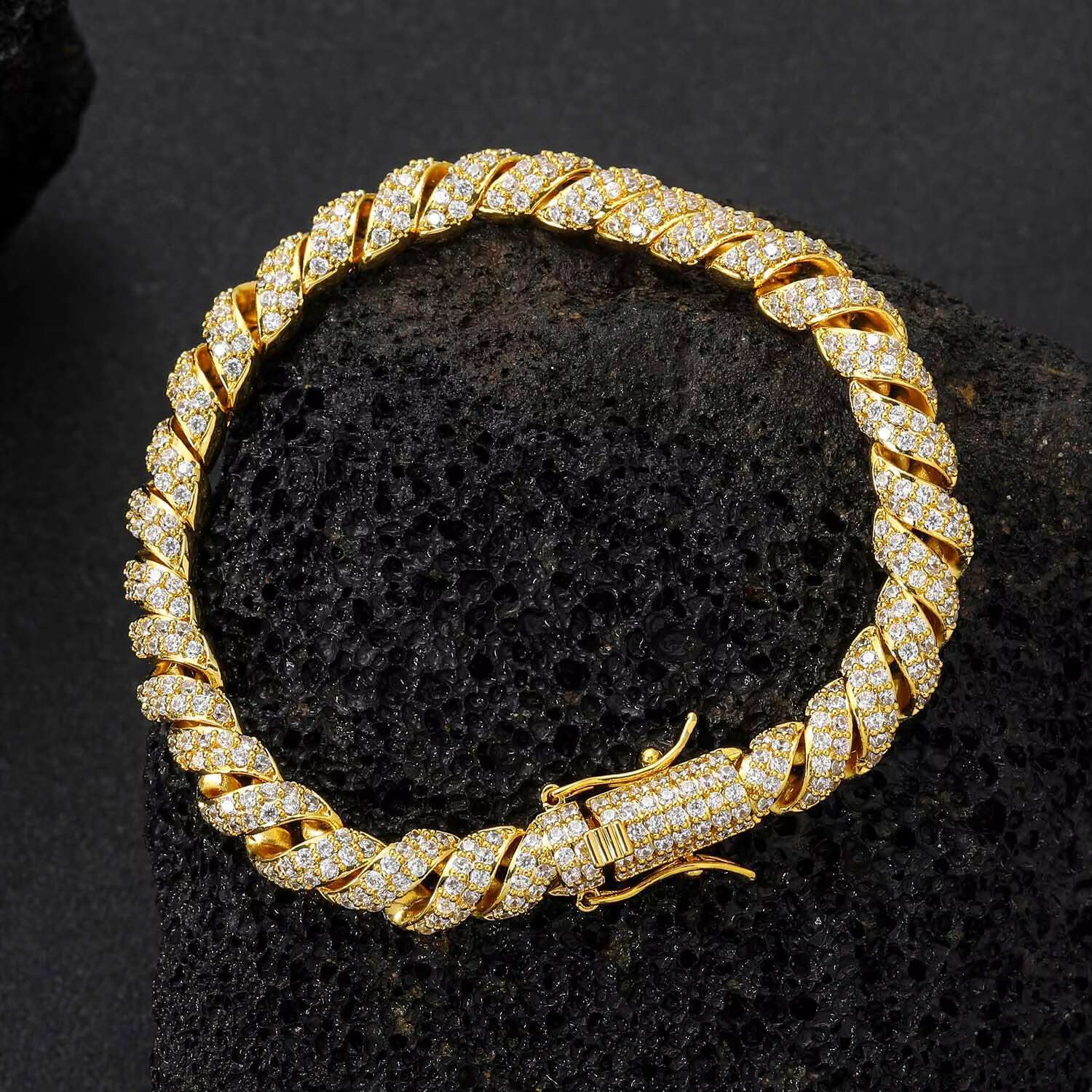 BES 8MM Brass Micro Paved 5A Cubic Zirconia Length Rope Chain Necklace Iced Out Bling CZ HipHop Jewelry