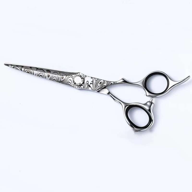 Professional Hairdresser Scissors Set 6 Inch 440C Damascus Pattern Flat Thin Salon Use Hair Cutting Tools Kit