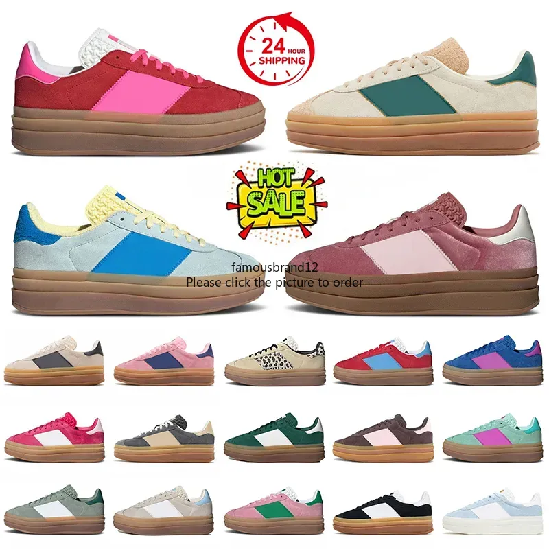 Bold Platform Designer Casual Shoes Leopard Cream Collegiate Green Pink Gum White Black Women Sports Trainers Fashion Suede Leather Plate-forme Sneakers