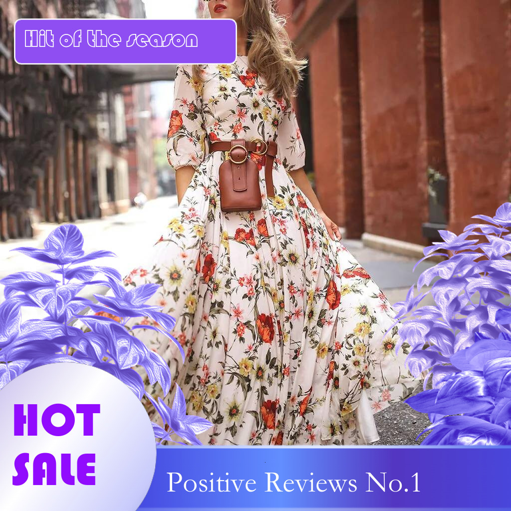 Dongdumaoyi Spring Autumn Vintage Flower Floral Print Maxi Dress Office Lady Fashion Mujer Elegant Long Sleeve O Neck Dresses For Women