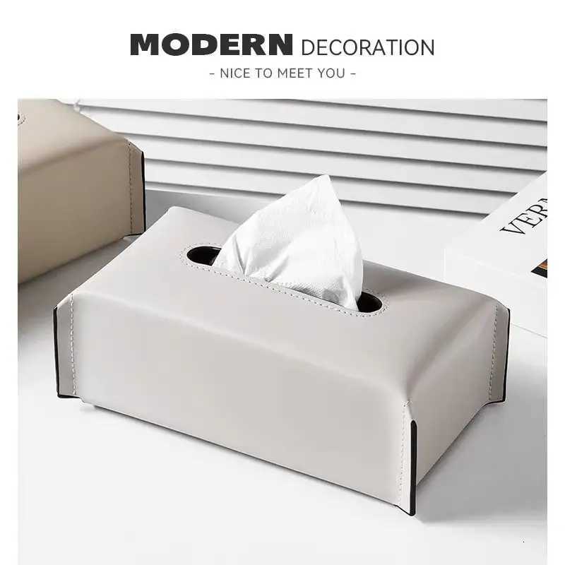Woven Tissue Box Leather Napkin Case Luxury Paper Cover Car Living Tissue High-end Paper Holder Desktop Home Tabletop DecorationM251124