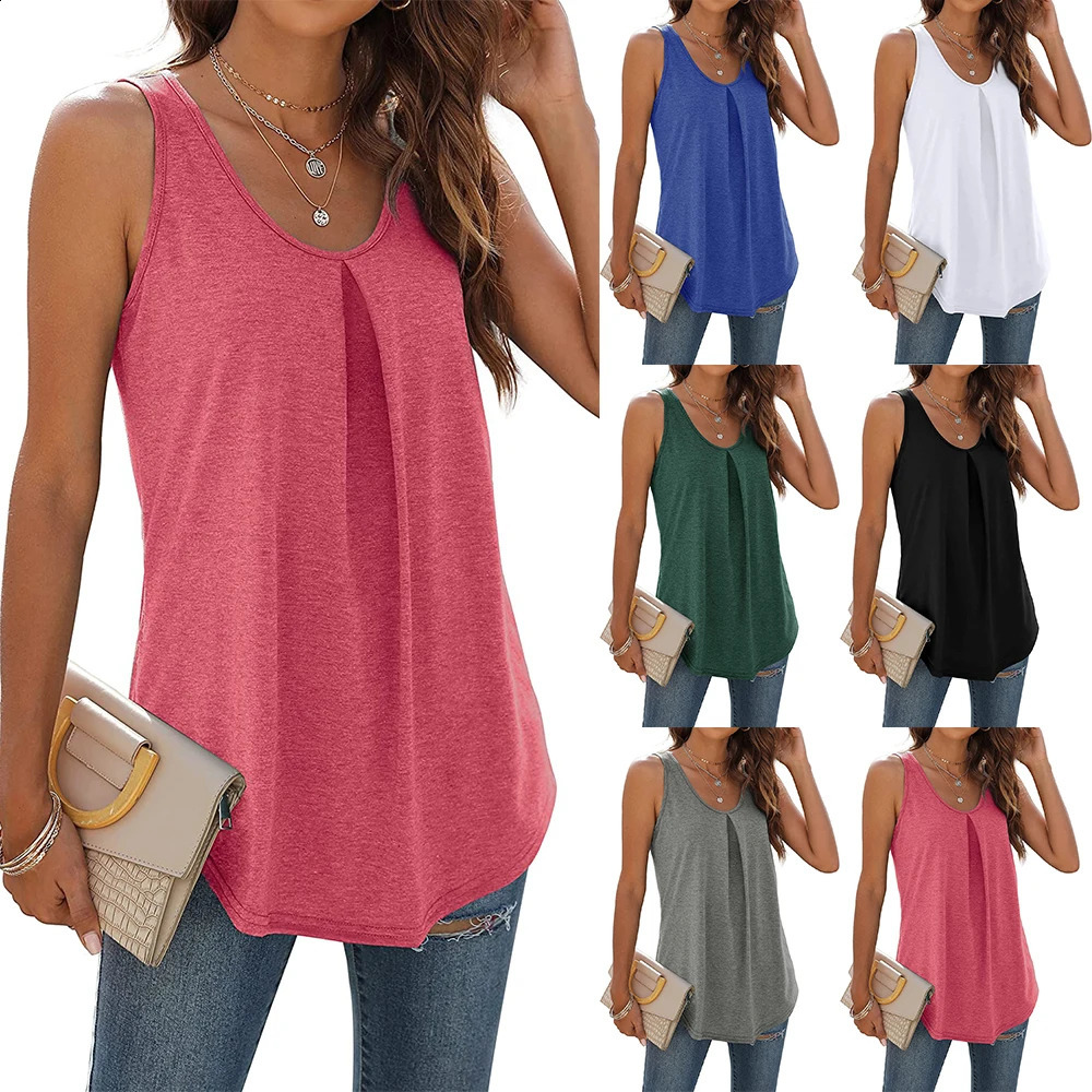 Womens loose summer top V-neck sleeveless tank trend 250422