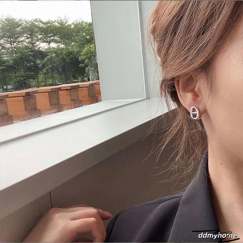 Summer Korean Style S Silver Geometric Pig Nose Hollow Earrings For Women Ddmyhome