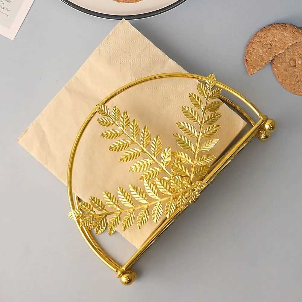 FlowersLeaves Metal Napkin Holders Hollowed-out Design Gold Luxury Vertical Napkin Dispenser Multi-purpose FreestandingM251124
