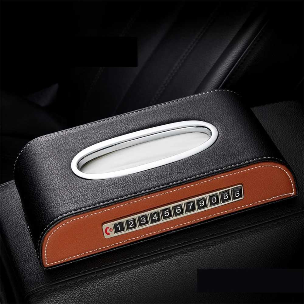 Universal Car Tissue Box Creative Leather Napkin Holder Box Back Seat Tissue Organizer Fit For Honda Toyota Nissan MitsubishiM251124