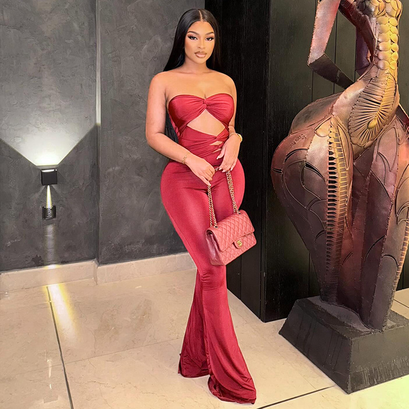 Women's Two Piece Pants Weird Puss Wire Folds 2 Set Women Chic Hollow Sliky Tank Tops Shirring Female Trend Sexy Street Matching Suits