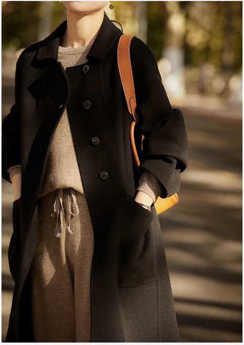 Big Size Stylish Medium-Length Woolen Jacket For Women 2025 Autumn Winter New Korean Version Loose-Fit Fashion Overcoat J251124