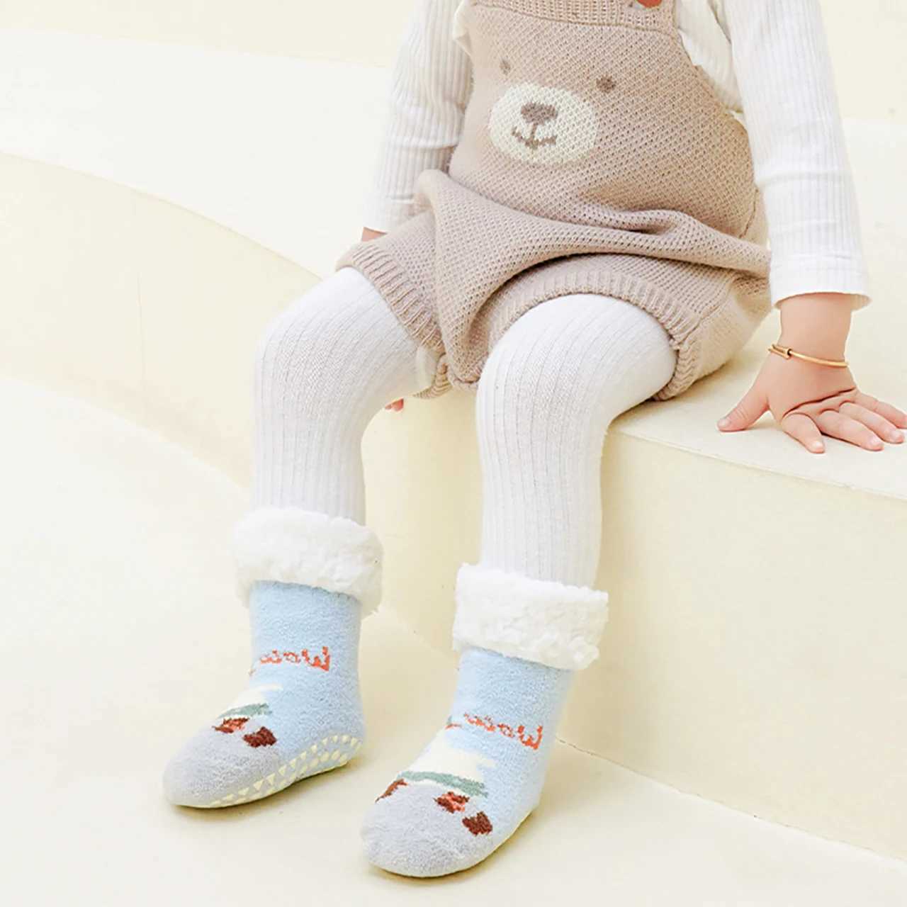 Baby Plush Socks Thick Fleece Thermal Footwear Winter Warm Terry Mid Tube Sock 0-4Year Boys Girls Kids Loose Mouth Floor Boots G251124