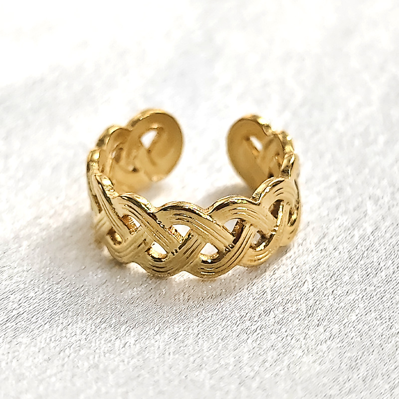 Top source non fading titanium ring, women's woven design, minimalist stainless steel ring