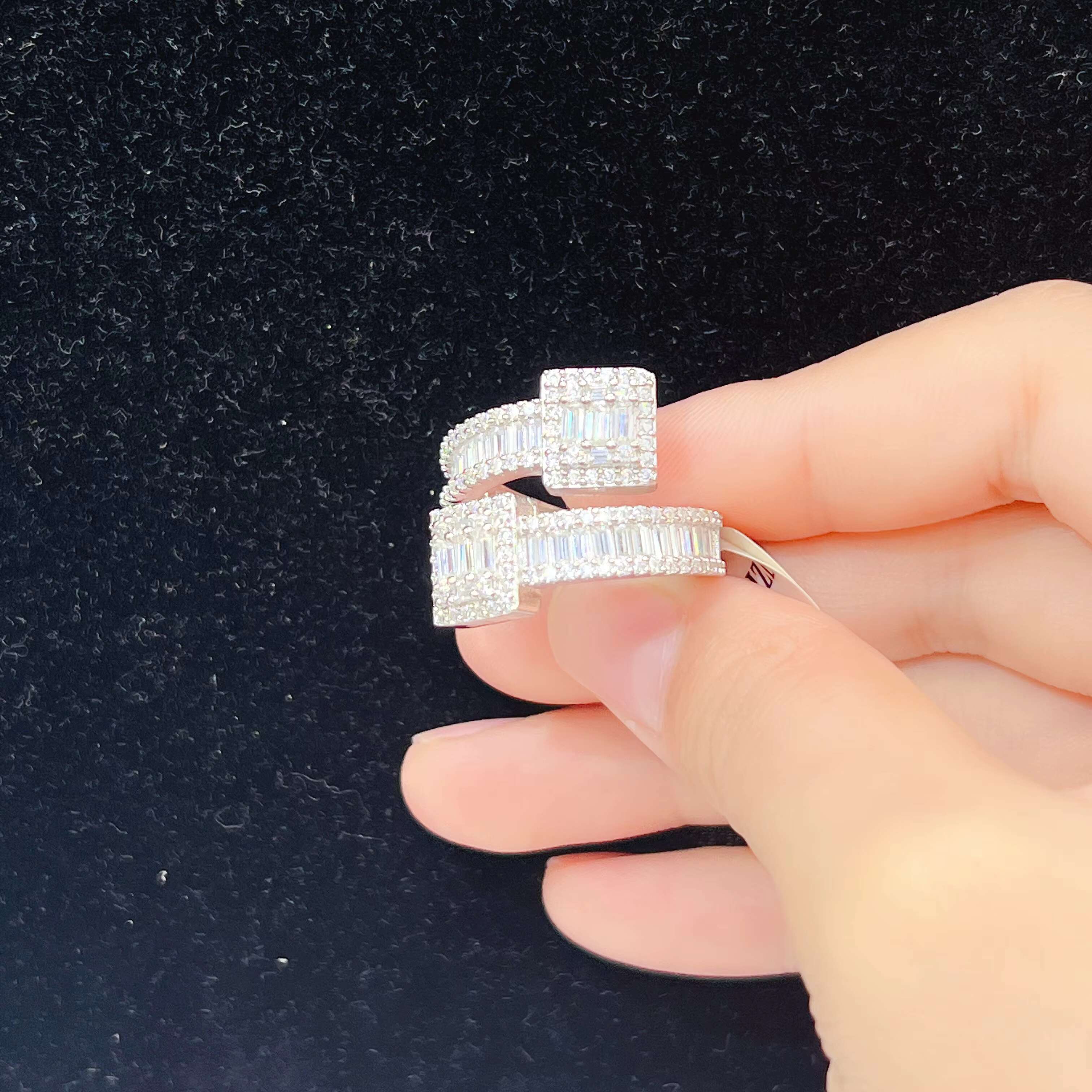 Baguette Diamond Ring Custom Sterling Silver S925 Hip Hop Luxury Moissanite Iced Out Diamond Rings