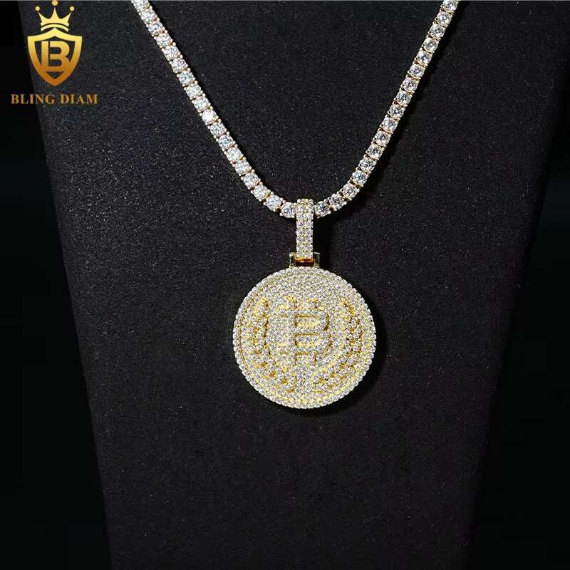 Factory Price Wholesale Fashion Fine Jewelry 925 Silver Moissanite Round Circle Charms Pendants