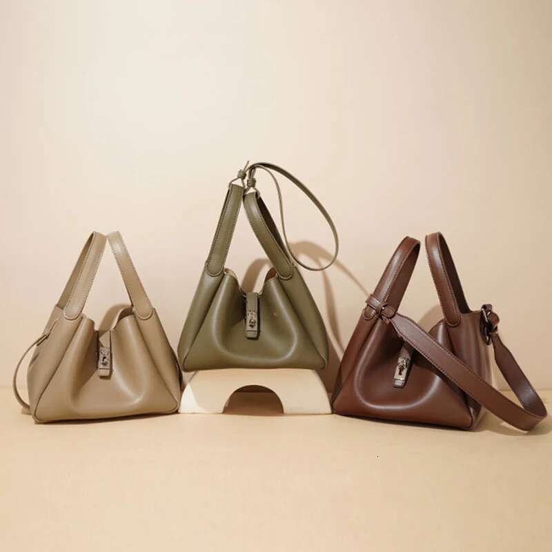Cowhide Leather Women Tote Fashion Basket Bucket Suede Shouder Crossbody Bag Handbag New Year Gift 2025
