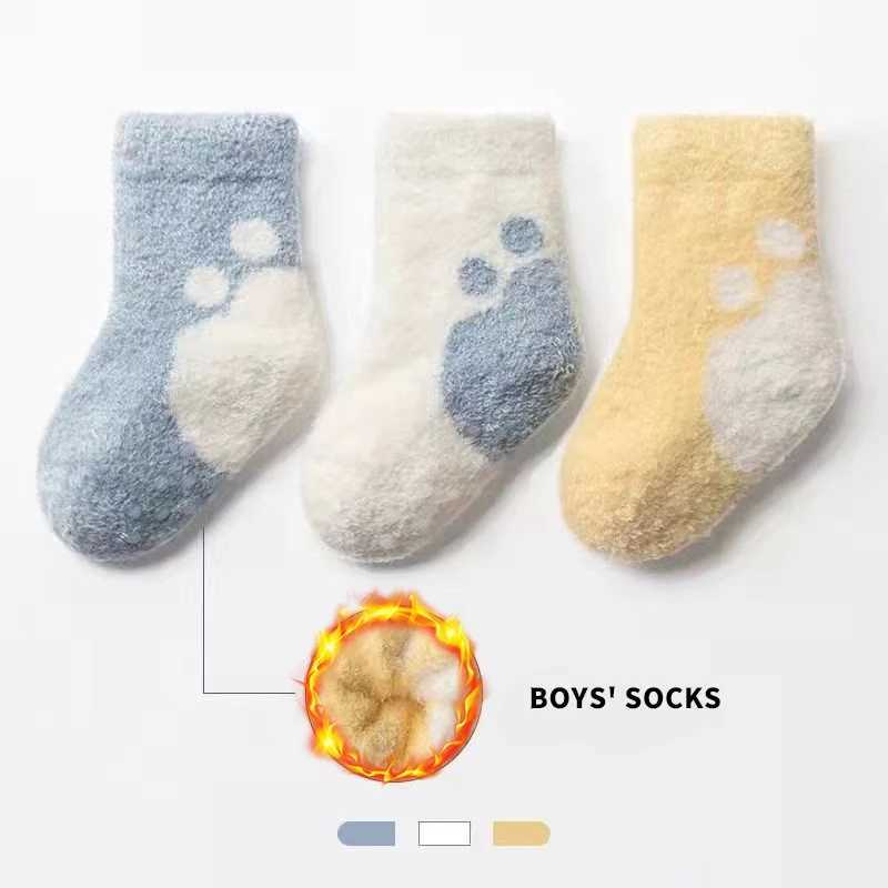 3 Pairs Winter Autumn Toddler Baby Mid-calf Socks Warm Thicken Unisex Casual Soft Indoor Home Cozy Elastic Underwear for Baby G251124