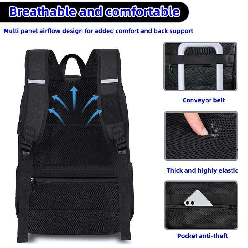 New Large Capacity Waterproof And Breathable Backpack, 15.6-inch Computer Bag, USB, Reserved Port For Headphone Cable DOXUNGOO